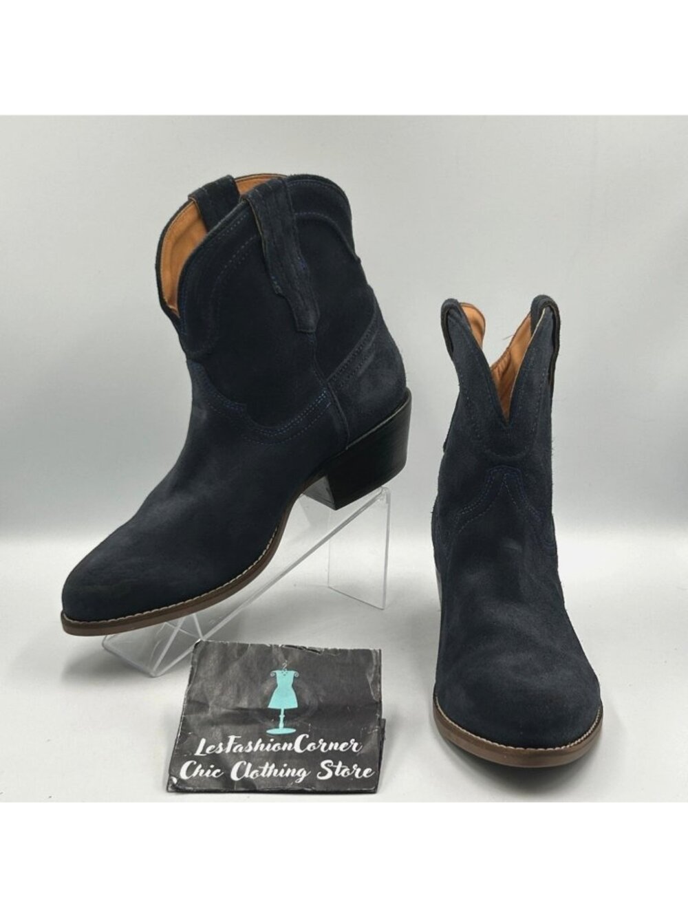 Dingo Women's Navy Suede Leather Tumbleweed Western Ankle Boots Size 10M 3566